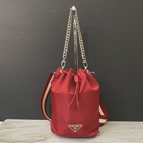 Prada Handbags - COPY - PRADA Nylon Silvertone Pouch to Shoulder Crossbody Bag 💼 P1